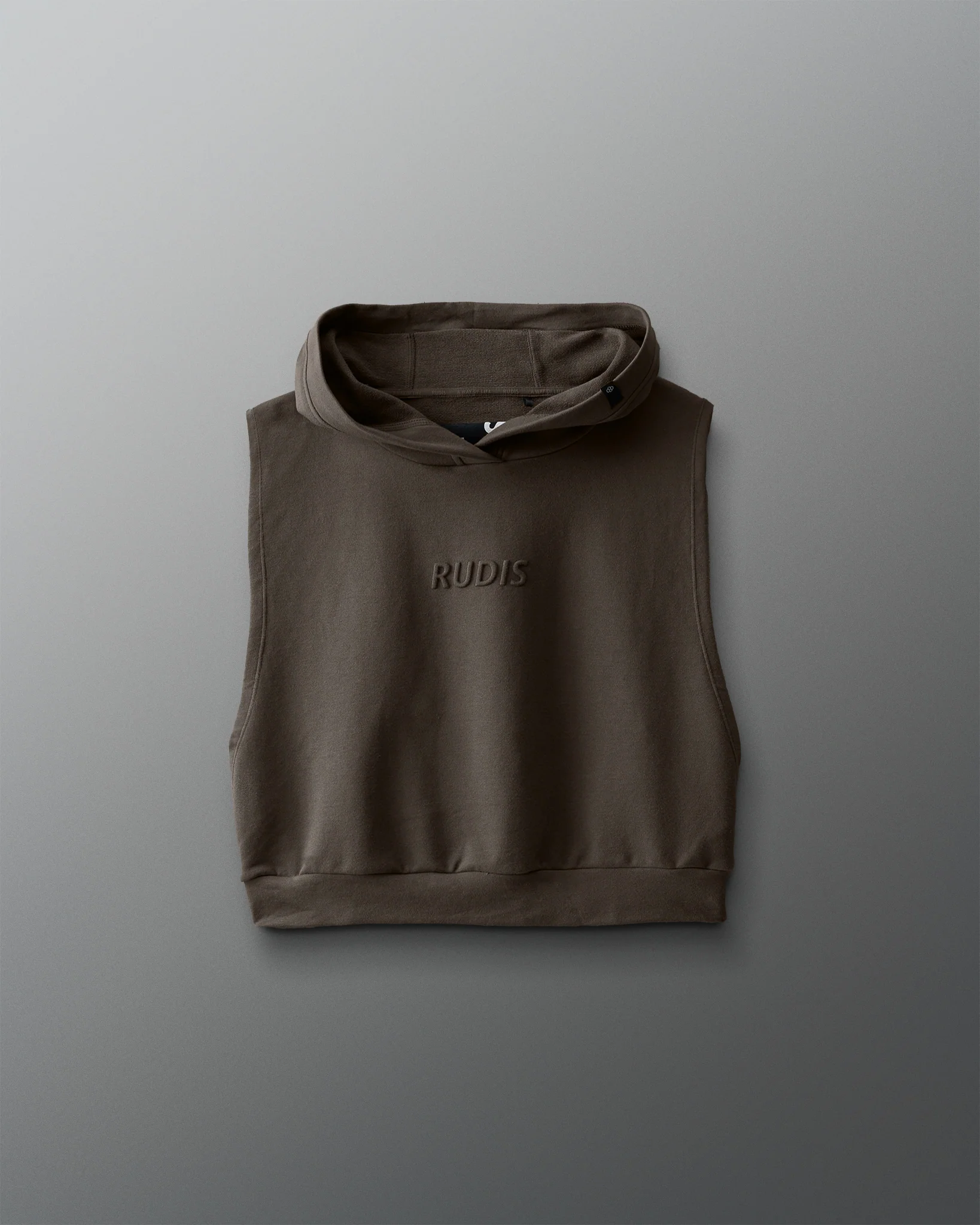 Embossed Wordmark Women's Sleeveless Crop Hoodie - Image 5