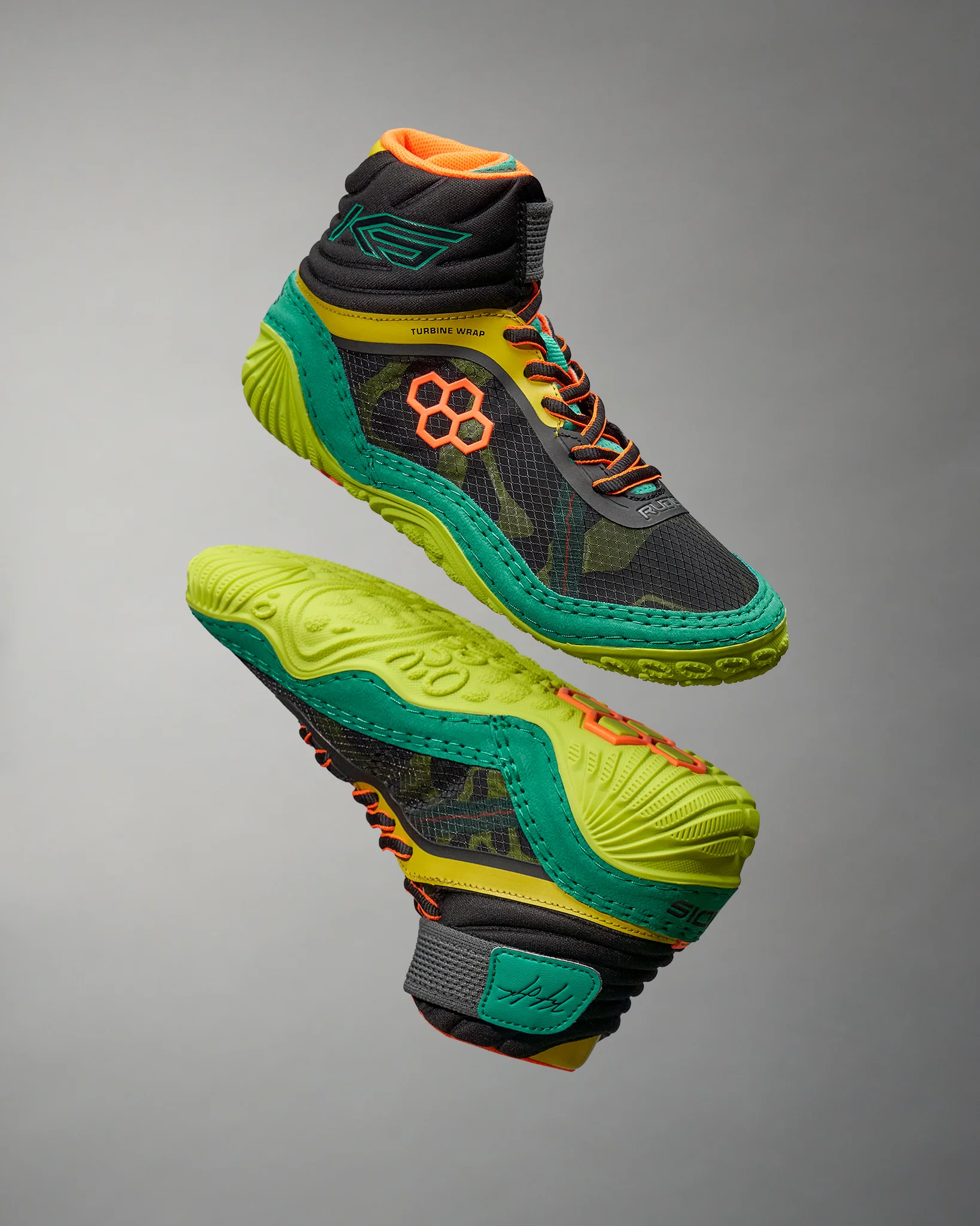 KS Turbine Youth Wrestling Shoes - Poison Green - Image 2
