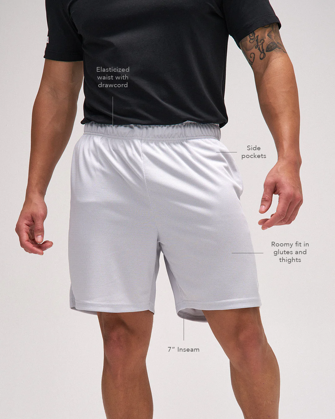 RUDIS 7" Mesh Shorts - Lunar Gray - Image 3