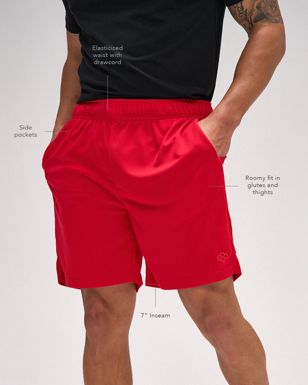RUDIS 7" Mesh Shorts - Red - Image 3