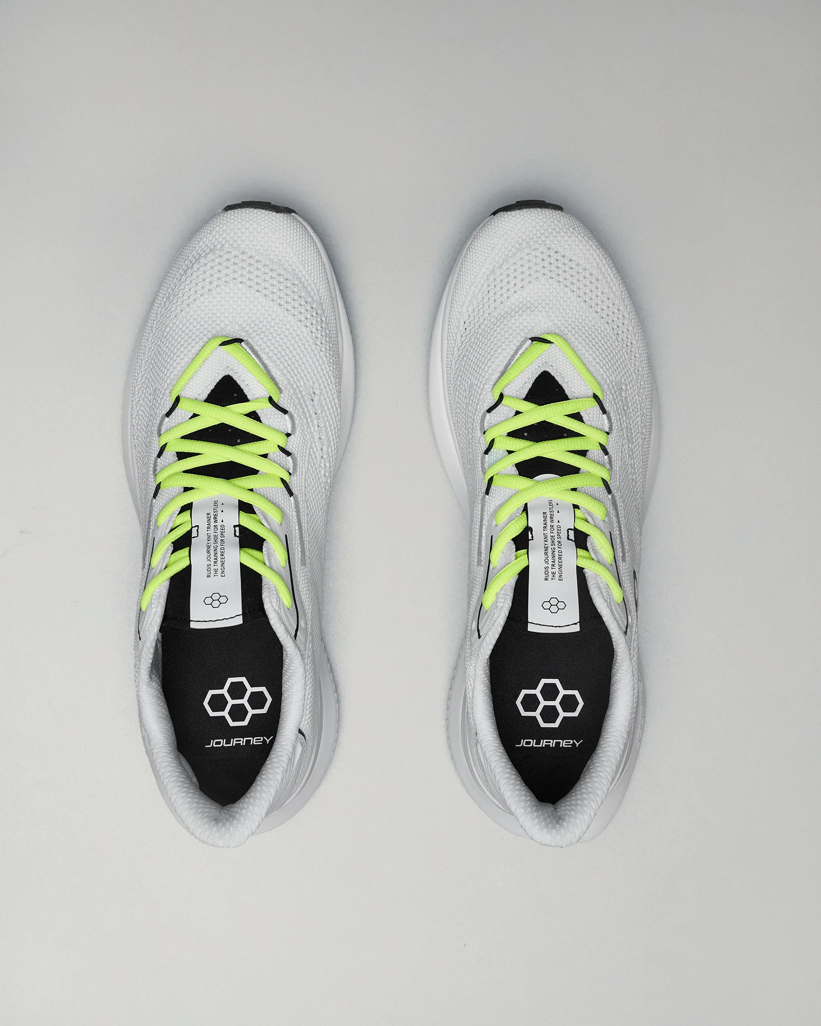 RUDIS Journey Knit Adult Training Shoes - White/Neon - Image 4