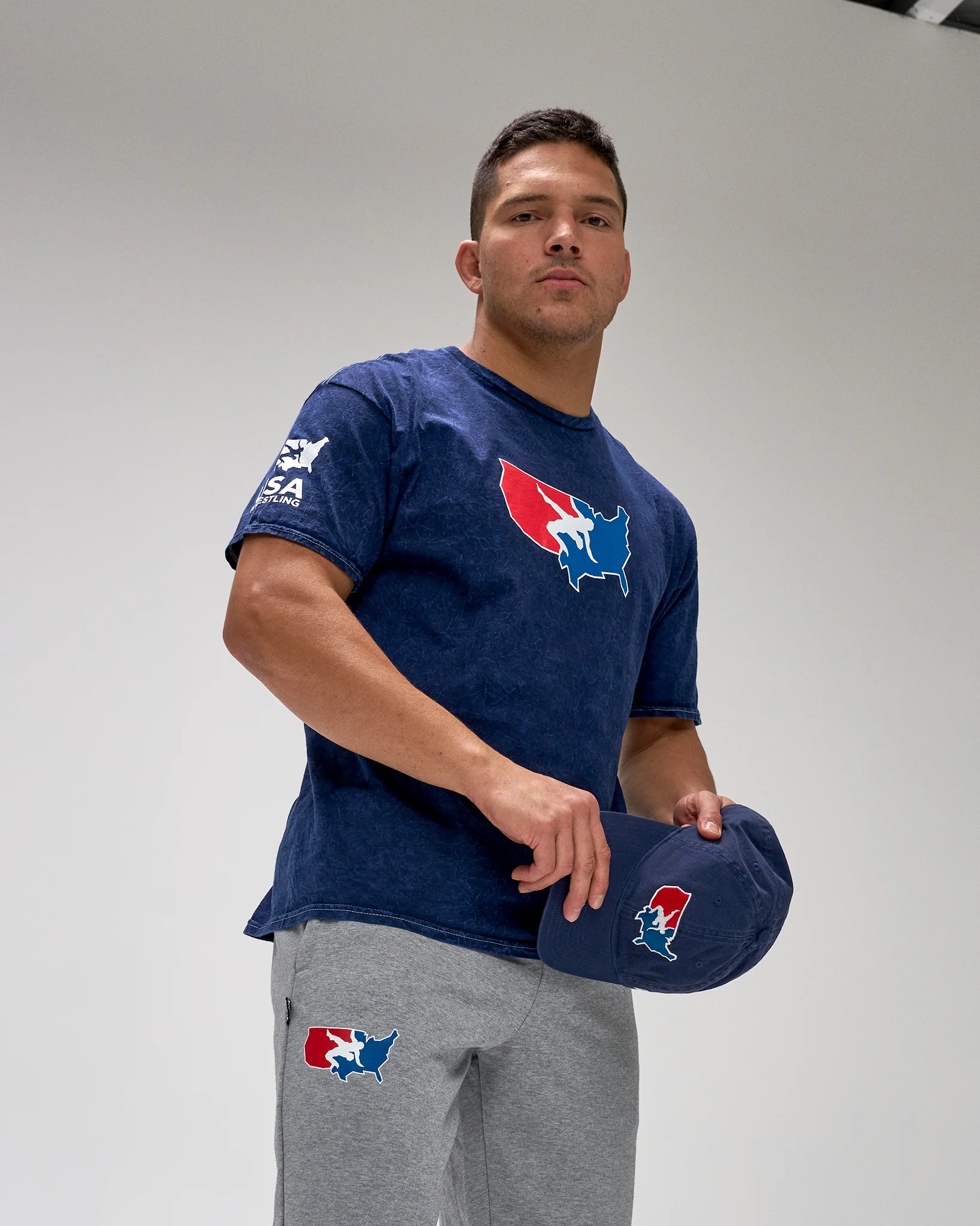 USA Wrestling Logo Acid Wash Heavyweight T-Shirt - Image 2