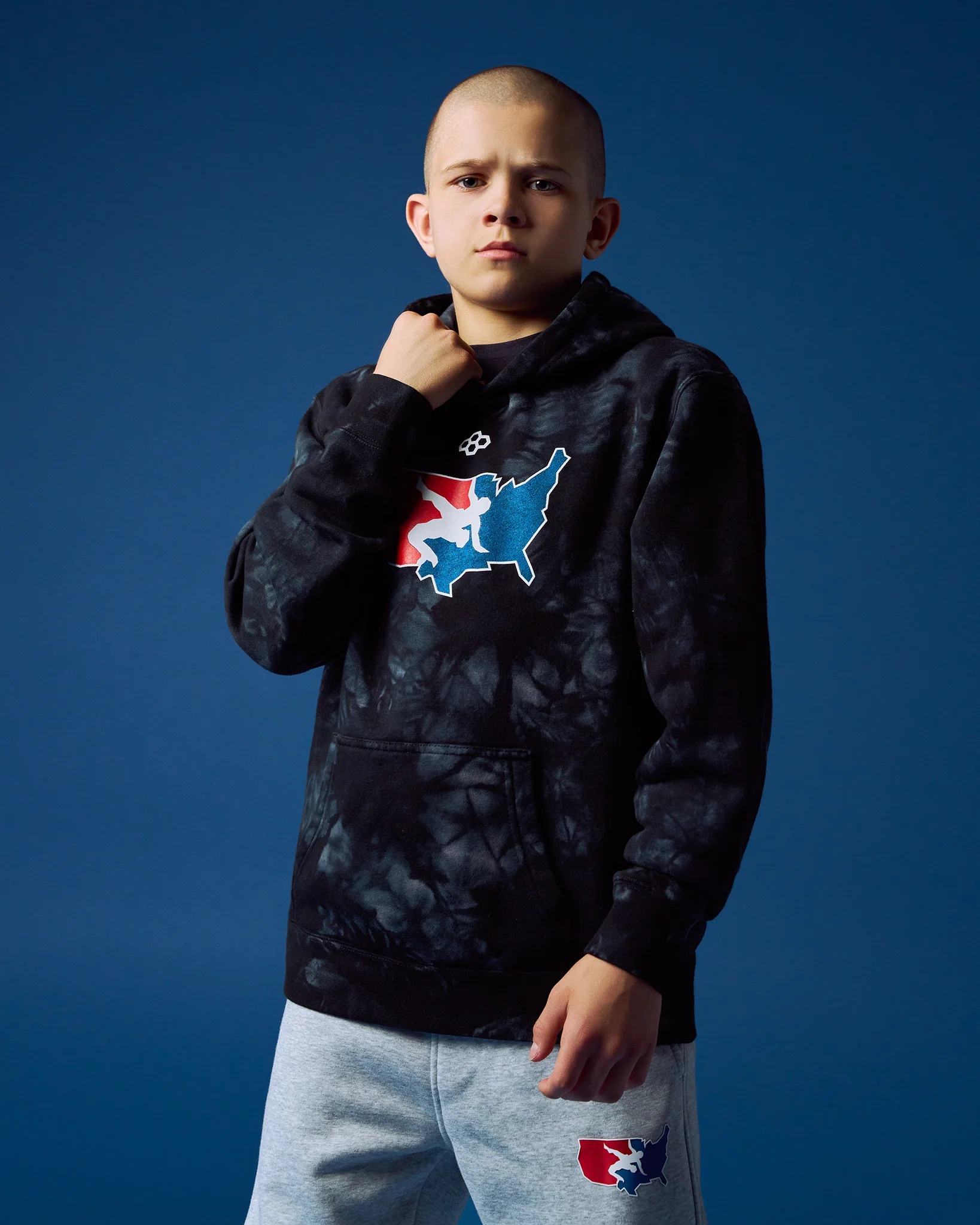 USA Wrestling Logo Youth Tie-Dye Hoodie - Image 3