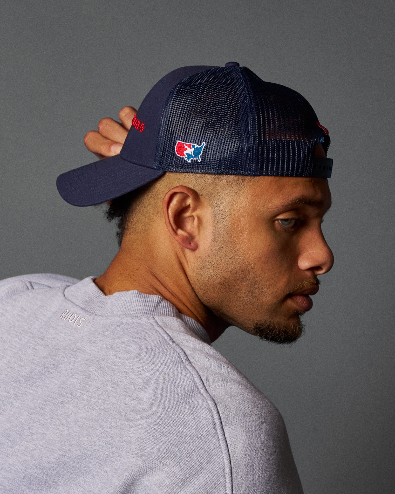 USA Wrestling Wordmark Bridge Trucker Hat - Image 6