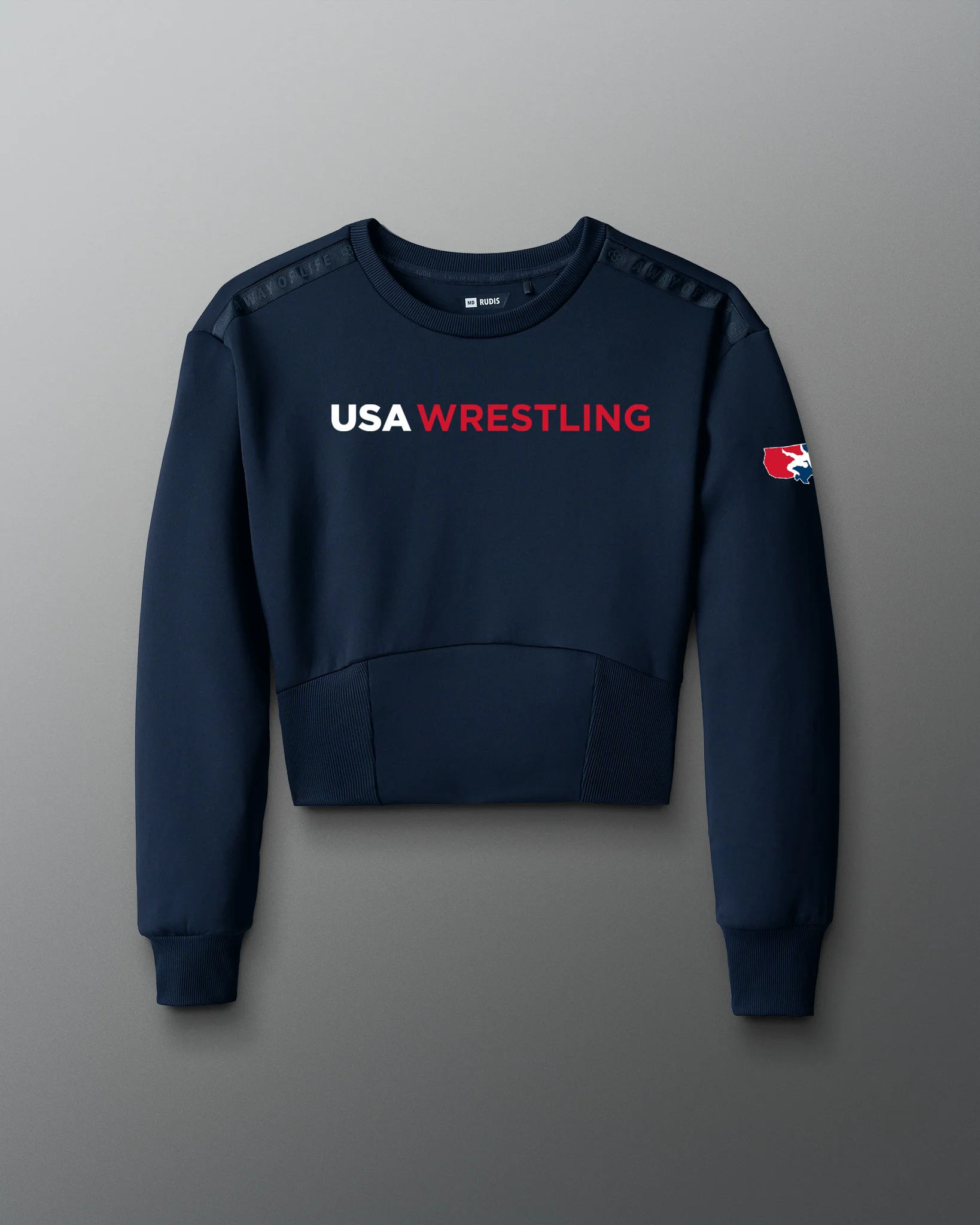 USA Wrestling Wordmark COOL-FEEL Women's Fitted Crew - Image 2