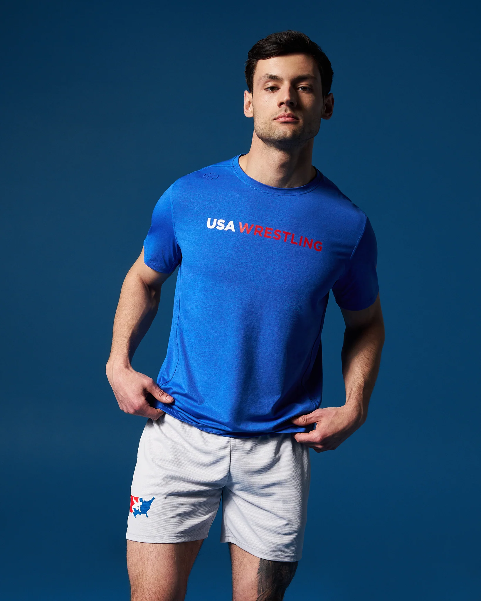 USA Wrestling Wordmark Performance Heather T-Shirt - Image 3