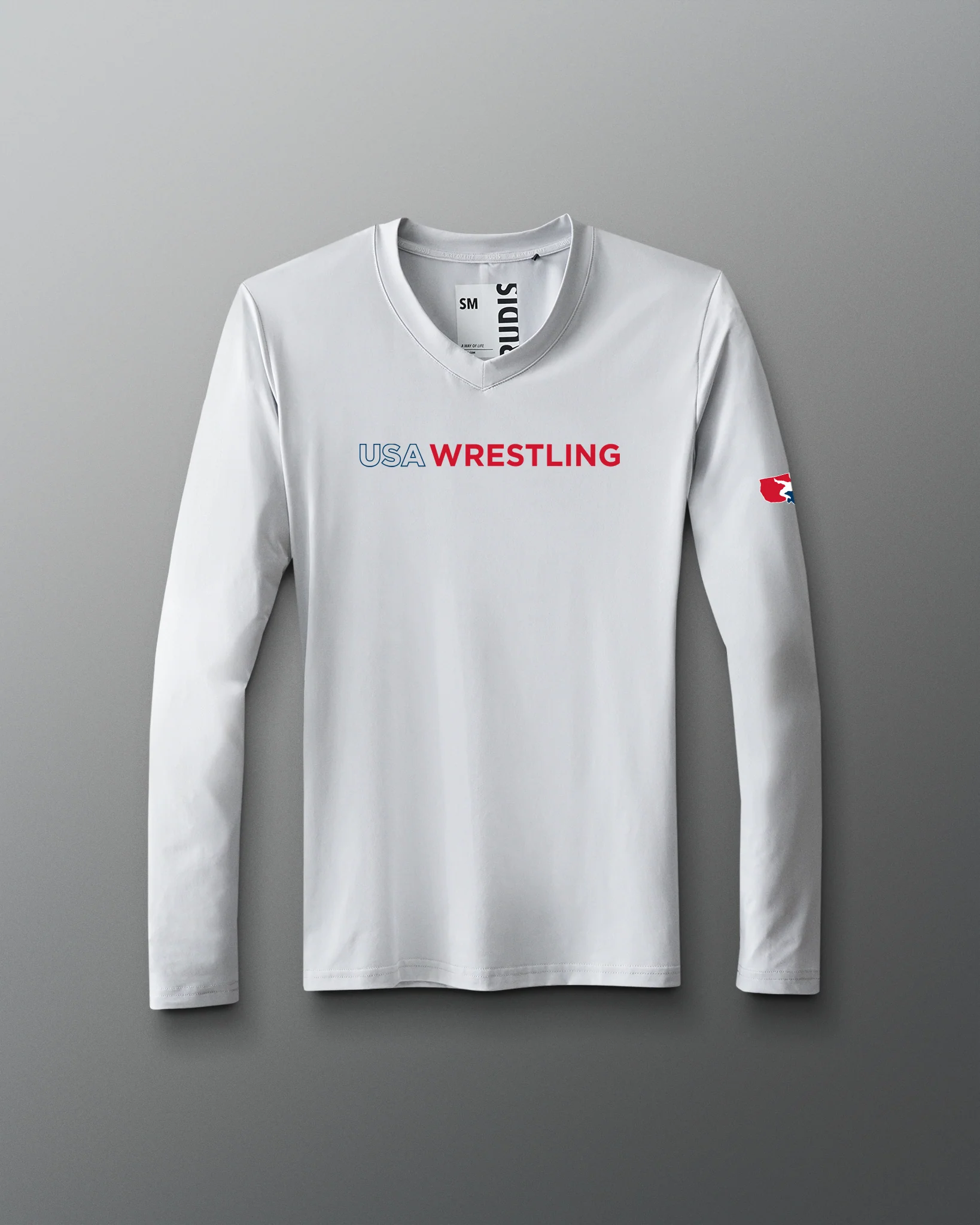 USA Wrestling Wordmark Performance Women's V-Neck Long Sleeve - Image 4