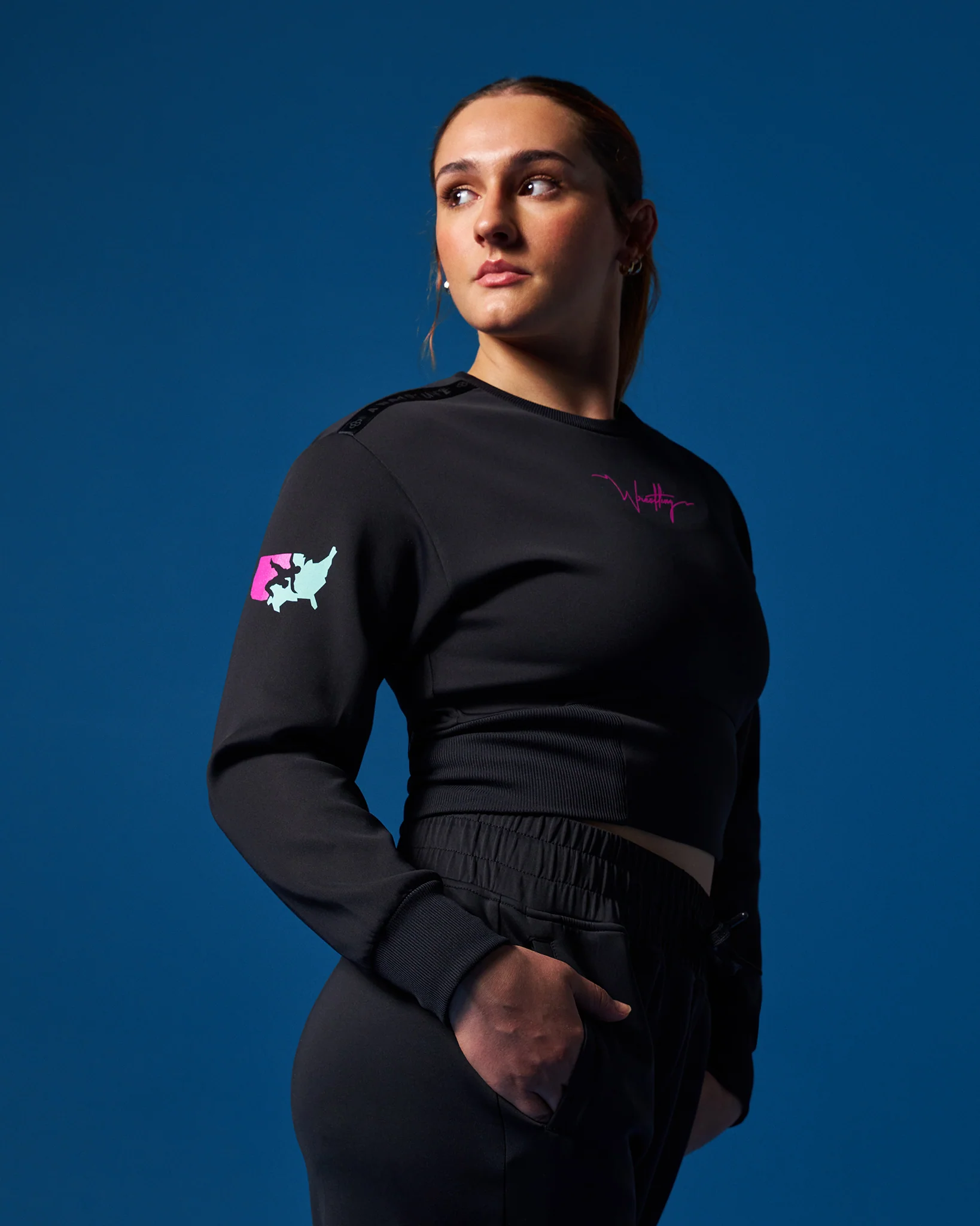USAW Wrestling Cool-Feel Women's Fitted Crew - Image 2