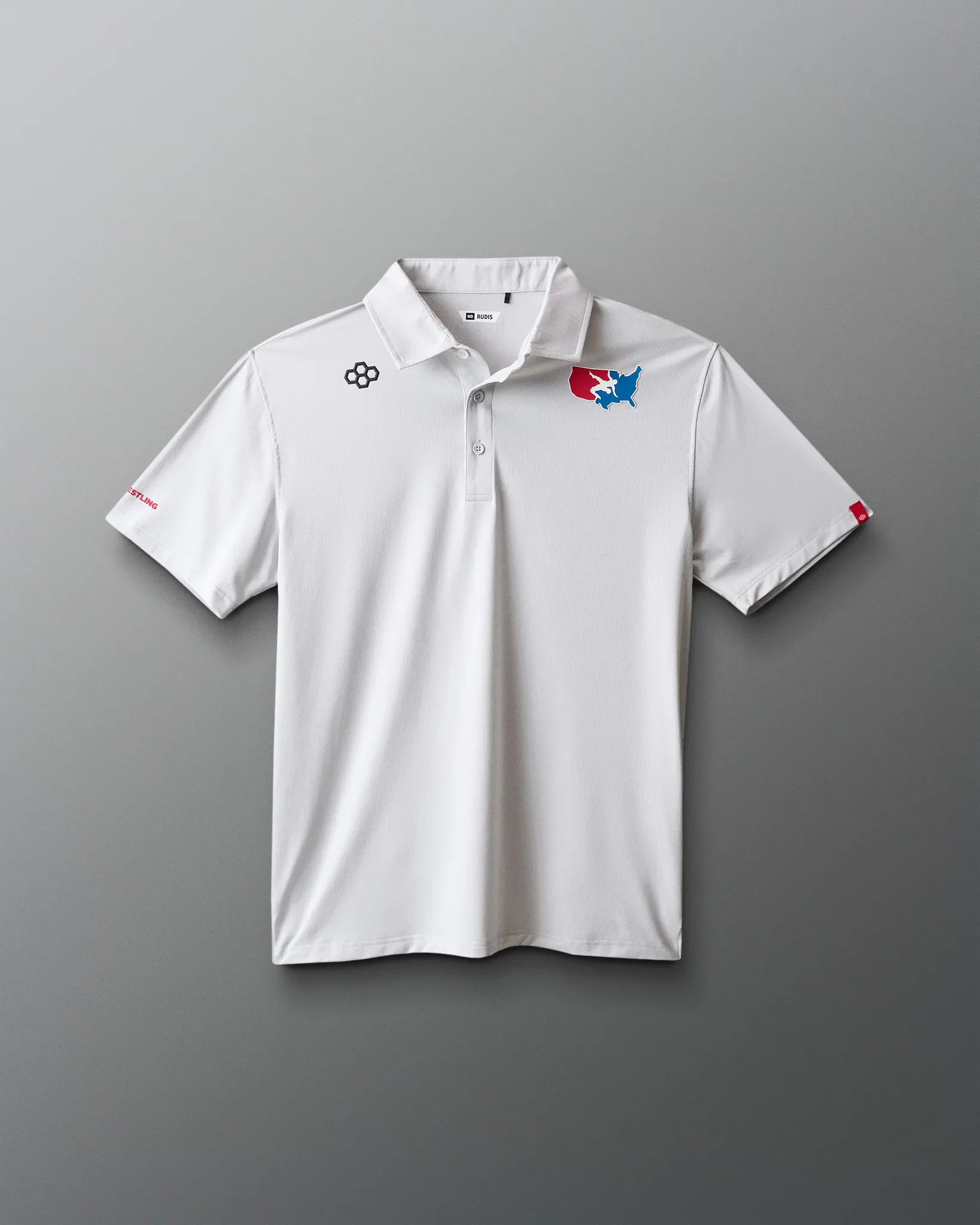 VIK - USA Wrestling Map Logo Classic Performance Polo - Lunar Gray
