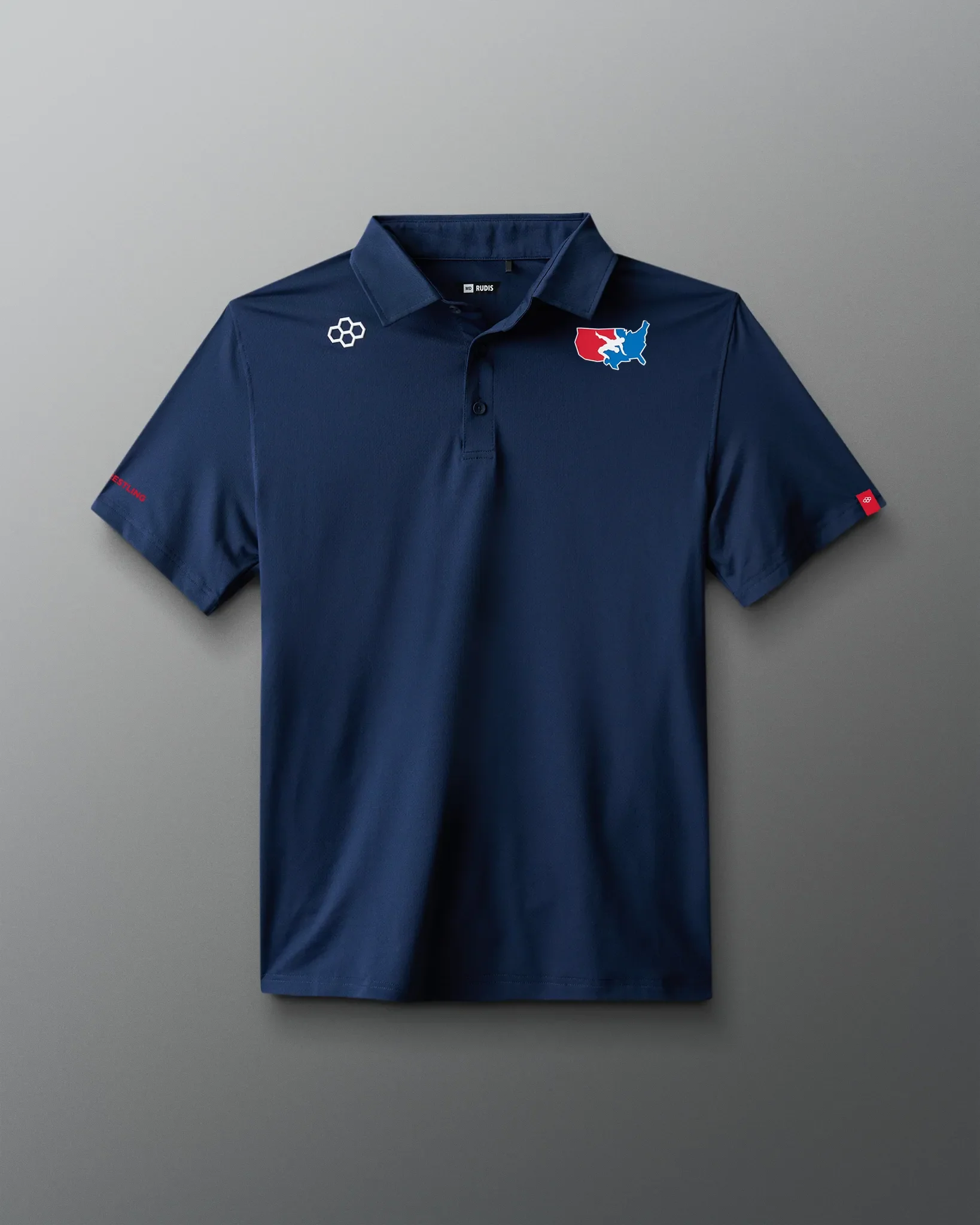 VIK - USA Wrestling Map Logo Classic Performance Polo - Navy